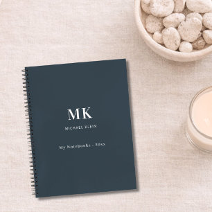 Charcoal grey name monogram notebook