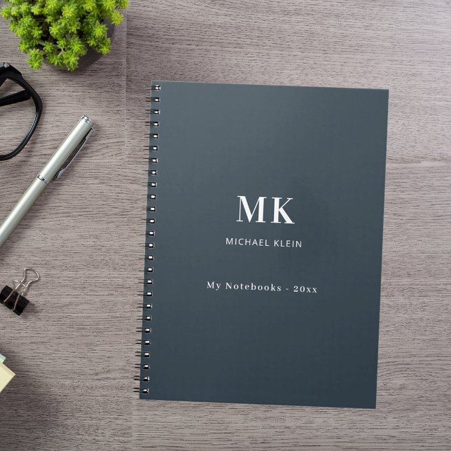Charcoal grey name monogram notebook (Creator Uploaded)