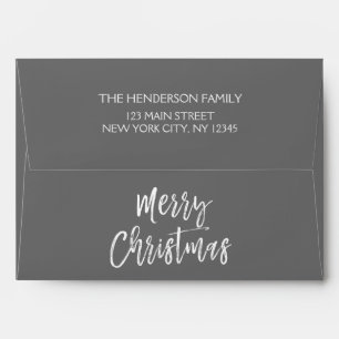 Charcoal Grey or Silver Christmas Script Holiday Envelope
