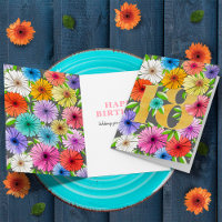 Charcoal Grey Personalised 18th Birthday Floral