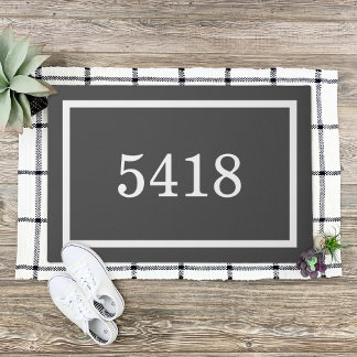 Charcoal Grey Personalised Address Number Doormat
