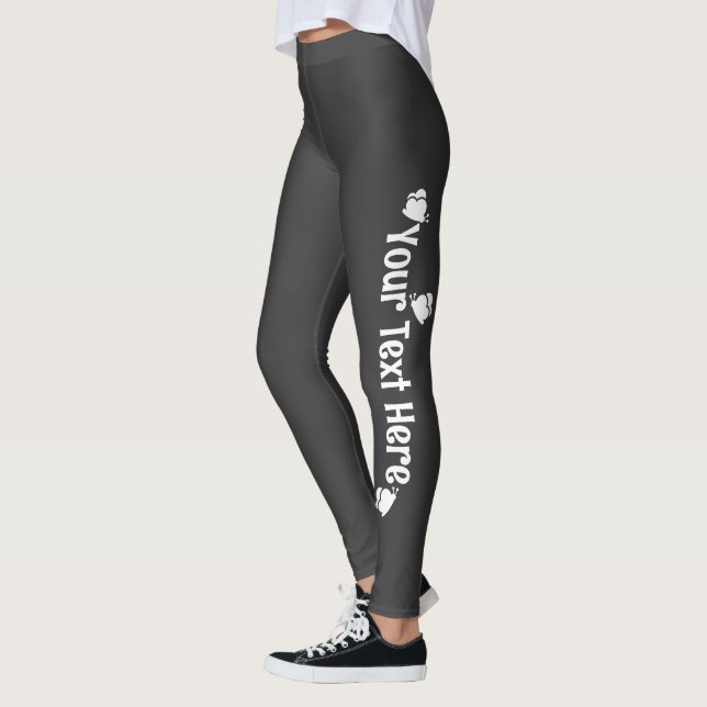 Charcoal Grey Personalised Butterfly Name Leggings (Left)