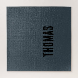 Charcoal Grey Personalised Minimalist Name Jigsaw Puzzle