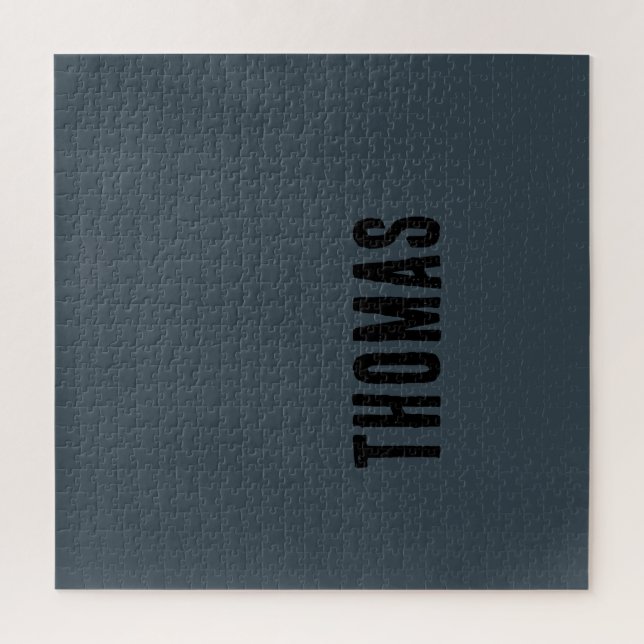 Charcoal Grey Personalised Minimalist Name Jigsaw Puzzle (Vertical)