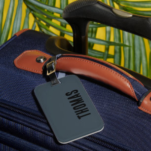 Charcoal Grey Personalised Minimalist Name Luggage Tag