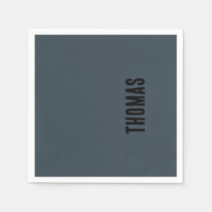 Charcoal Grey Personalised Minimalist Name Napkin