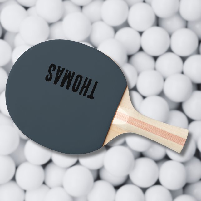 Charcoal Grey Personalised Minimalist Name Ping Pong Paddle (Creator Uploaded)