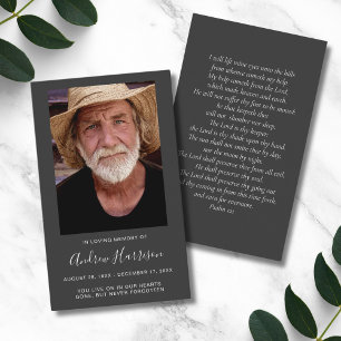 Charcoal Grey Photo Sympathy Funeral Memorial Card