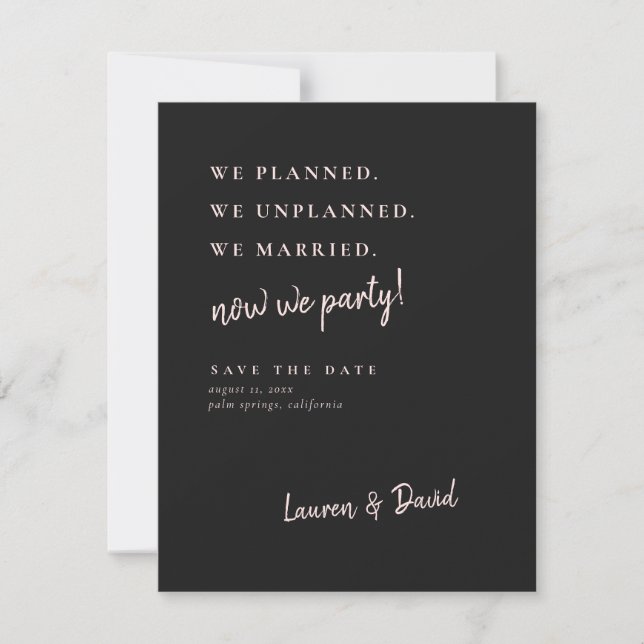Charcoal Grey Post Wedding Update Save the Date (Front)
