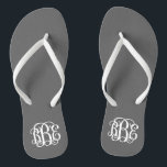 Charcoal Grey Preppy Script Monogram Jandals<br><div class="desc">PLEASE CONTACT ME BEFORE ORDERING WITH YOUR MONOGRAM INITIALS IN THIS ORDER: FIRST, LAST, MIDDLE. I will customise your monogram and email you the link to order. Please wait to purchase until after I have sent you the link with your customised design. Cute preppy flip flip sandals personalised with a...</div>