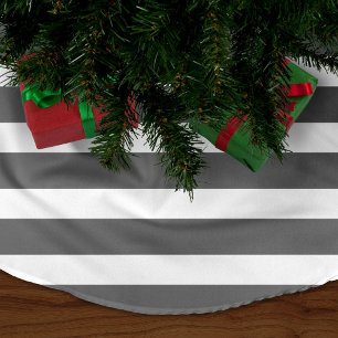 Charcoal Grey Preppy Stripes Brushed Polyester Tree Skirt