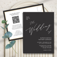 Charcoal Grey QR Code All In One Modern Wedding