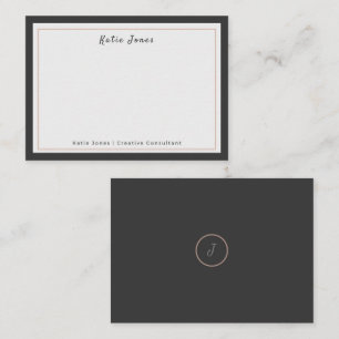 Charcoal Grey Rose Gold Signature Monogram Logo Card