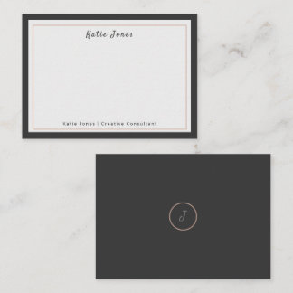 Charcoal Grey Rose Gold Signature Monogram Logo Card