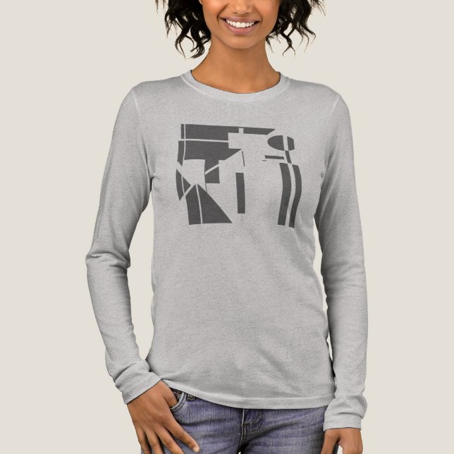Charcoal Grey Shapes Geometric Abstract MCM Look Tri-Blend Shirt (Front)