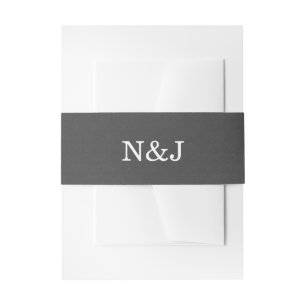 Charcoal Grey & Silver Floral Wedding Elegant Invitation Belly Band