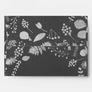 Charcoal Grey & Silvr Floral Wedding Envelopes