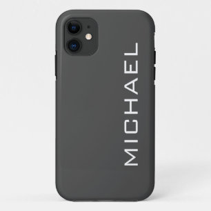 Charcoal Grey Solid Colour   Minimalist Name Case-Mate iPhone Case