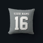 Charcoal Grey Sports Jersey Team Jersey Cushion<br><div class="desc">Charcoal Grey Team Jersey / Sports Jersey / Football Jersey Customise this with your own name or team name and a number. You can change the size, colour and placement of the text if you need to make changes, remove the text shadow, add text and / or images of your...</div>
