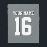 Charcoal Grey Sports Jersey Team Jersey Fleece Blanket<br><div class="desc">Charcoal Grey Team Jersey / Sports Jersey / Football Jersey Customise this with your own name or team name and a number. You can change the size, colour and placement of the text if you need to make changes, remove the text shadow, add text and / or images of your...</div>