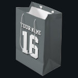 Charcoal Grey Sports Jersey Team Jersey Medium Gift Bag<br><div class="desc">Charcoal Grey Team Jersey / Sports Jersey / Football Jersey Customise this with your own name or team name and a number. You can change the size, colour and placement of the text if you need to make changes, remove the text shadow, add text and / or images of your...</div>