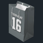 Charcoal Grey Sports Jersey Team Jersey Medium Gift Bag<br><div class="desc">Charcoal Grey Team Jersey / Sports Jersey / Football Jersey Customise this with your own name or team name and a number. You can change the size, colour and placement of the text if you need to make changes, remove the text shadow, add text and / or images of your...</div>