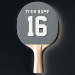 Charcoal Grey Sports Jersey Team Jersey Ping Pong Paddle<br><div class="desc">Charcoal Grey Team Jersey / Sports Jersey / Football Jersey Customise this with your own name or team name and a number. You can change the size, colour and placement of the text if you need to make changes, remove the text shadow, add text and / or images of your...</div>