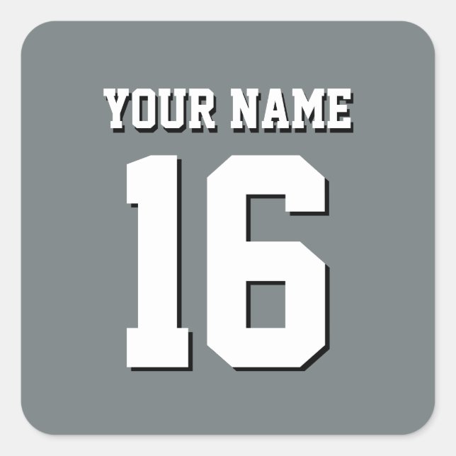 Charcoal Grey Sports Jersey Team Jersey Square Sticker (Front)