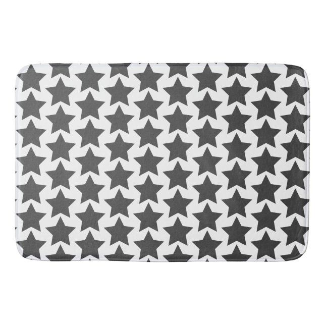 Charcoal Grey Stars Bath Mat (Front)