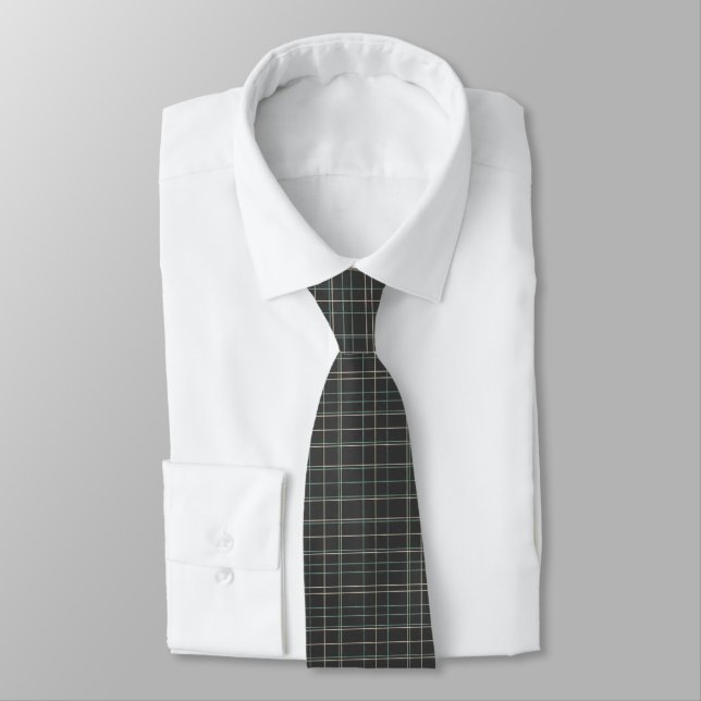 Charcoal Grey Tartan Plaid  Tie (Tied)