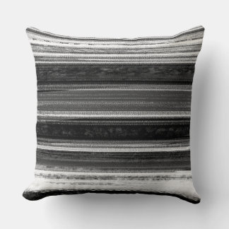 Charcoal Grey Textured Abstract Stripe Pattern Cushion