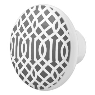 Charcoal Grey Trellis Ceramic Knob