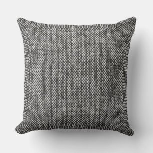 Charcoal Grey Tweed Fabric Texture Pattern Cushion