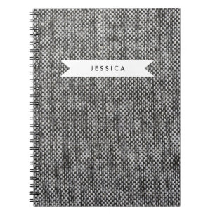 Charcoal Grey Tweed Fabric Texture Pattern Spiral Notebook