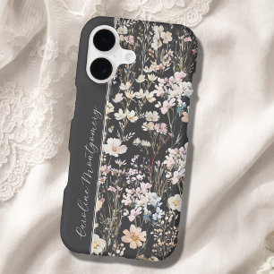 Charcoal Grey Watercolor Floral Personalised