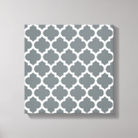 Charcoal Grey White Moroccan Quatrefoil Pattern #5