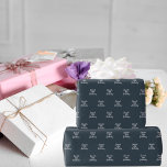 Charcoal grey white name script wrapping paper<br><div class="desc">Charcoal grey background colour,  white text. 
Personalise and add a name and age. Handwritten style script.</div>