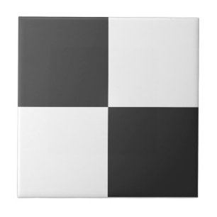 Charcoal Grey & White Square Box Stylish Pattern Tile