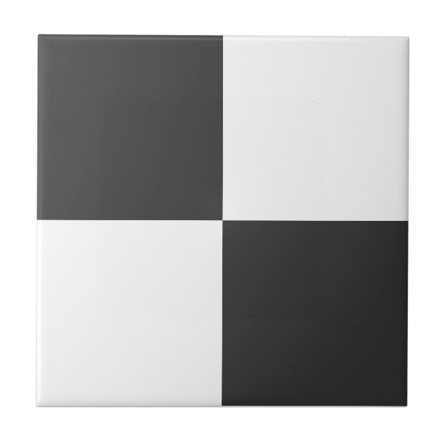 Charcoal Grey & White Square Box Stylish Pattern Tile (Front)