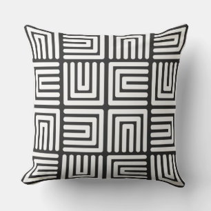 Charcoal Grey White Square Humps Cushion