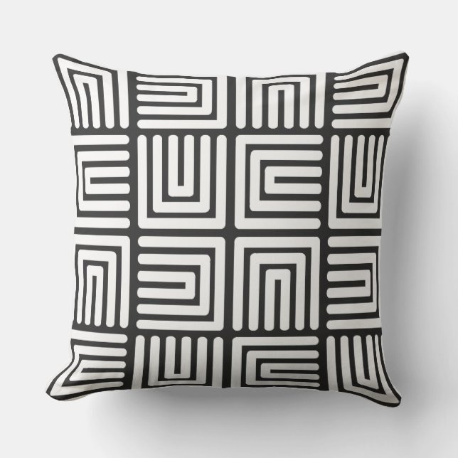 Charcoal Grey White Square Humps Cushion (Front)