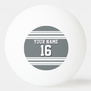 Charcoal Grey White Team Jersey Custom Number Name Ping Pong Ball