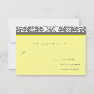 Charcoal Grey & Yellow Wedding RSVP Card