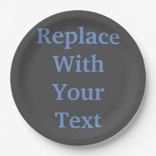 Charcoal Heather Add Your Own Text Replacement Paper Plate