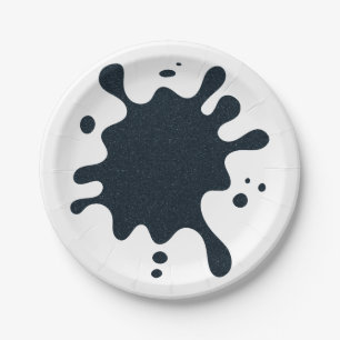 Charcoal Ink Drop Party Plate – Customisable