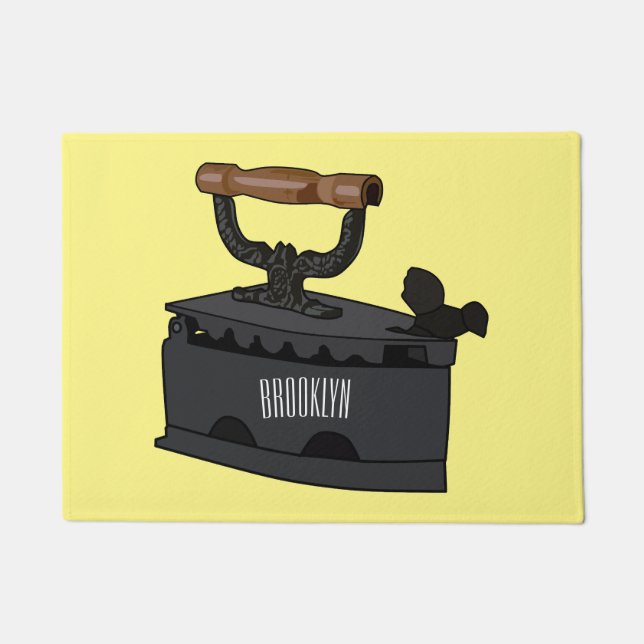 Charcoal iron cartoon illustration  doormat (Front)