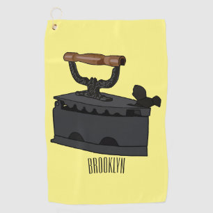 Charcoal iron cartoon illustration golf towel