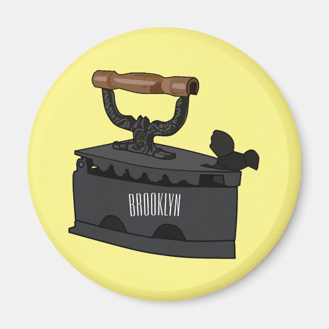 Charcoal iron cartoon illustration  magnet (Front)