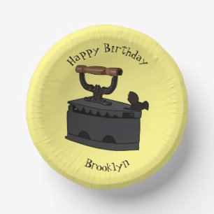 Charcoal iron cartoon illustration paper plate