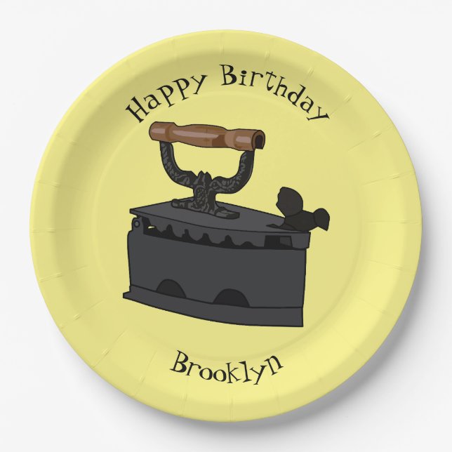 Charcoal iron cartoon illustration  paper plate (Front)